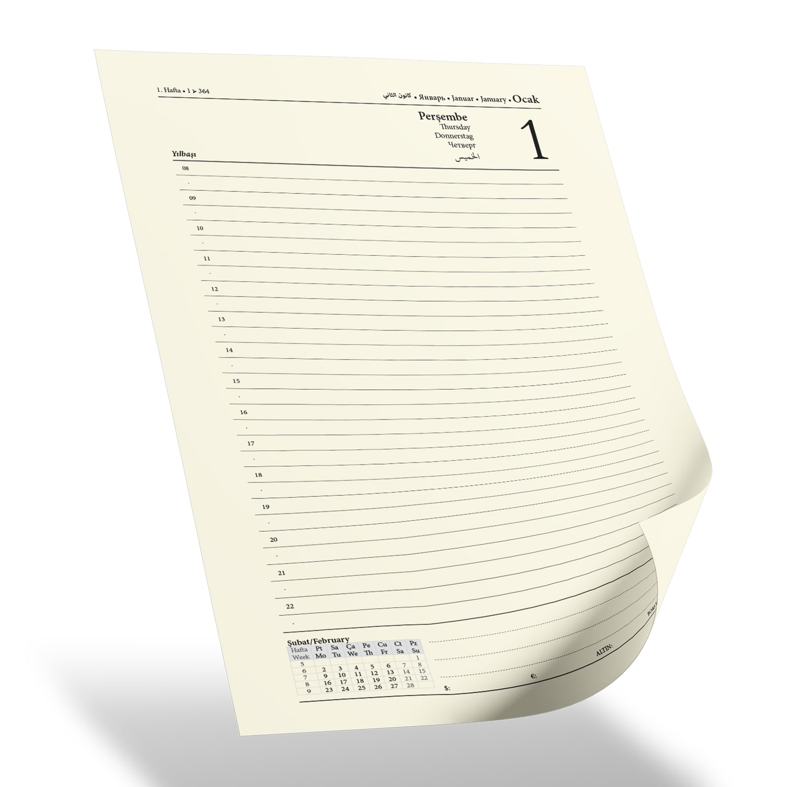 YAKACIK KIRMIZI TARİHLİ GÜNLÜK CİLTLİ AJANDA (20X28 CM) - Görsel 2