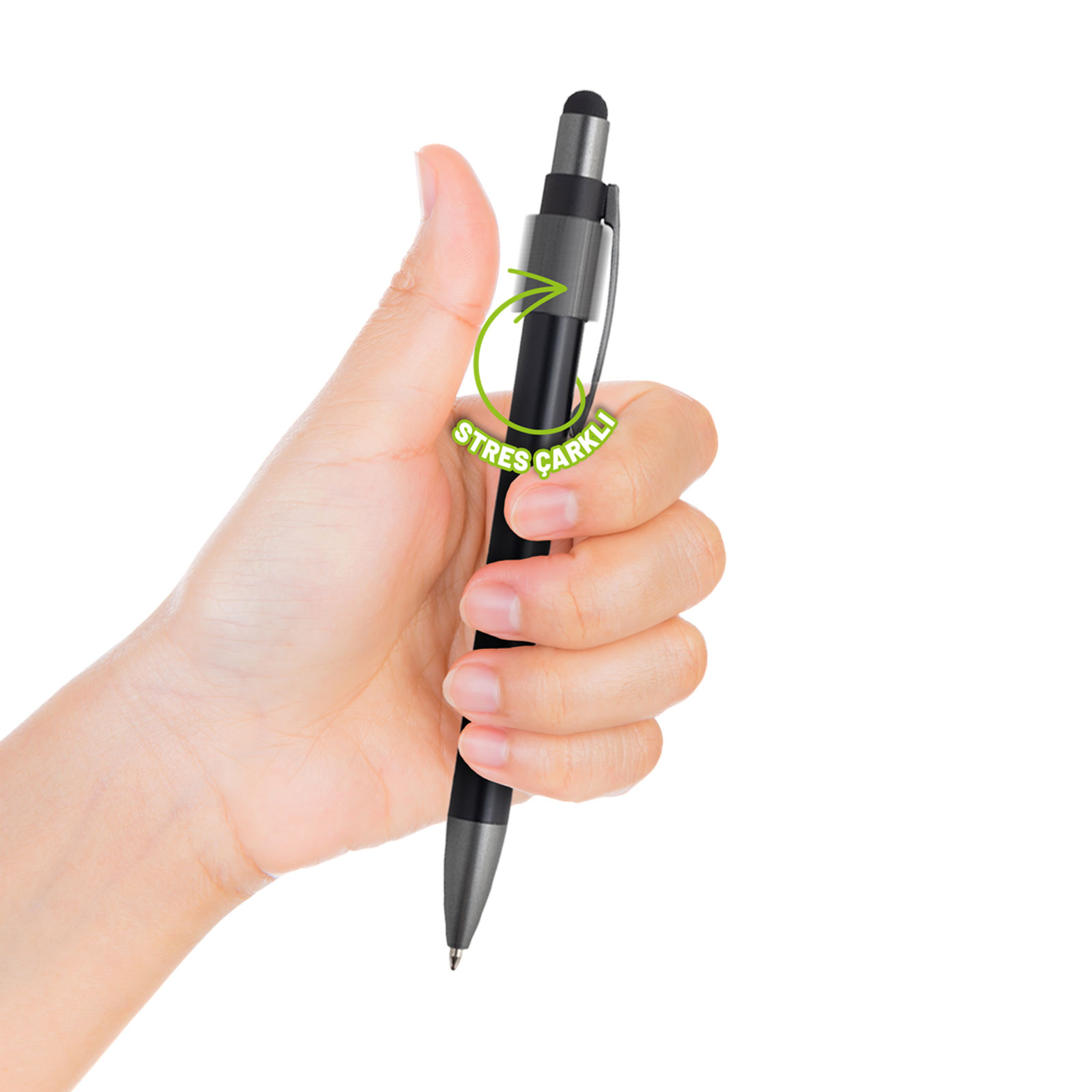 OLTU SİYAH STRES ÇARKLI METAL TÜKENMEZ KALEM 2 OLTU SİYAH STRES ÇARKLI METAL TÜKENMEZ KALEM - Görsel 2