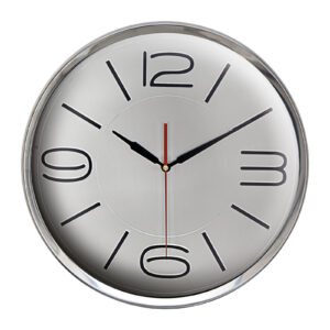 ATHENA305 GÜMÜŞ METAL ÇERÇEVE DUVAR SAATİ (360 MM)