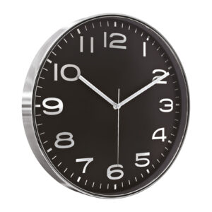 HADES406 SİYAH-GÜMÜŞ METALİZE ÇERÇEVE DUVAR SAATİ(380 MM)