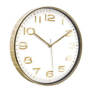 HADES406 ALTIN-BEYAZ METALİZE ÇERÇEVE DUVAR SAATİ(380 MM)