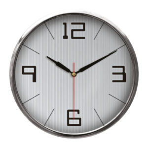 THOR707 GÜMÜŞ METAL ÇERÇEVE DUVAR SAATİ (320MM)