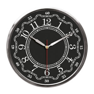 THOR707 SİYAH-GÜMÜŞ METAL ÇERÇEVE DUVAR SAATİ (320MM)